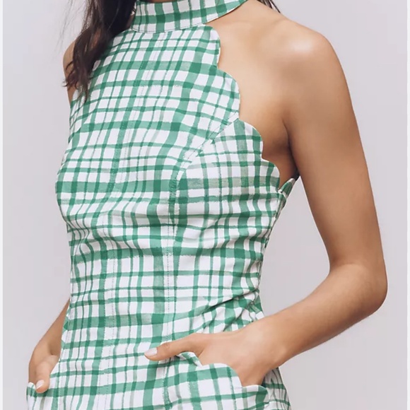 NWT by Anthropologie Scalloped Halter Romper  Sz 8 - Picture 3 of 6